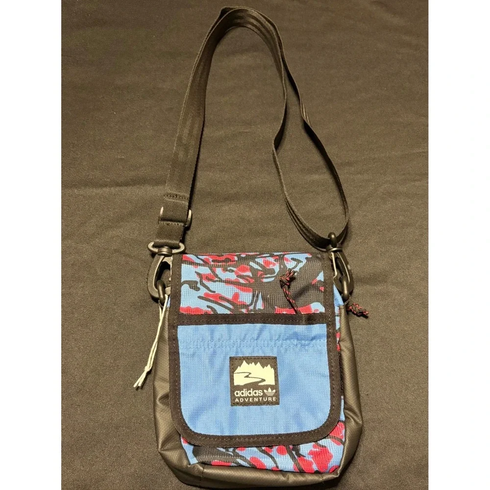 Adidas Adventure Small Crossbody Bag Blue Red Abstract Print Outdoor